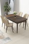 Hanah Home Juego de Mesa y Sillas de Comedor de 5 Piezas, Barroco y Crema